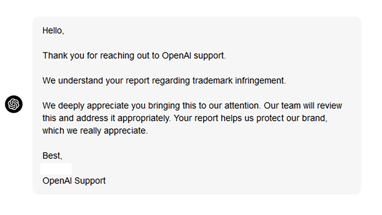 OpenAI respond to report of trademark infringement